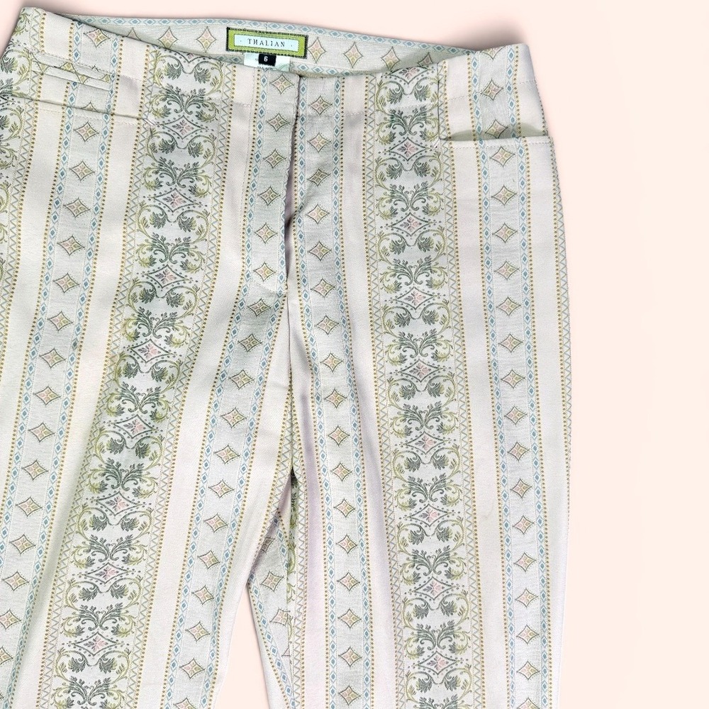 Thalian Striped Damask Dress Pants Women 6 Tapestry Print Ornate Boho Trousers